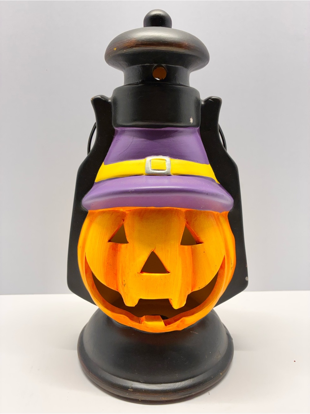 Holiday Living 1-ft Lighted Halloween Lantern Pumpkin Decoration Handled Lamp